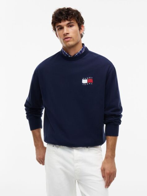 Blue Back Wavy Flag Terry Relaxed Sweatshirt  Men