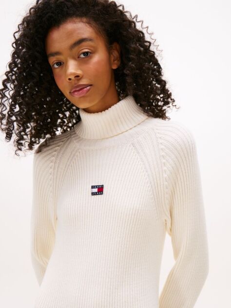 White Tommy Badge Maxi Jumper Dress  Women