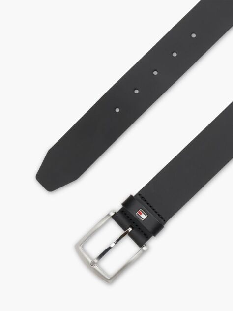 Black Denton Flag Logo Leather Belt  Men