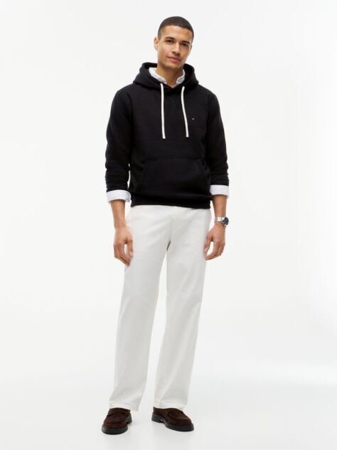 Black Drawstring Fleece Hoody  Men