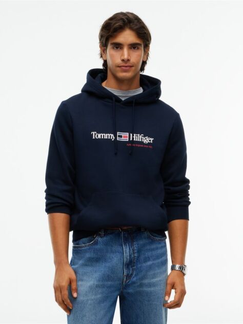 Blue Logo Fleece Drawstring Hoody  Men