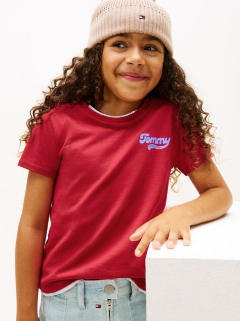 Red Varsity Flock Logo Slim T-Shirt  Girls