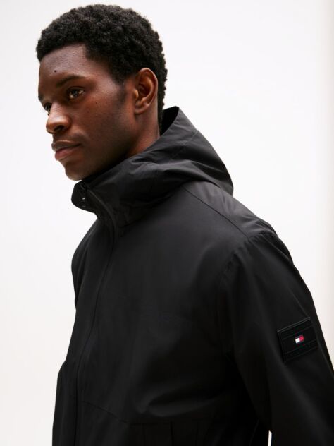 Black Logo Patch Hooded Jacket  Men