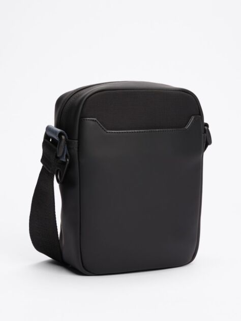 Black Rubberised Logo Reporter Bag  Men