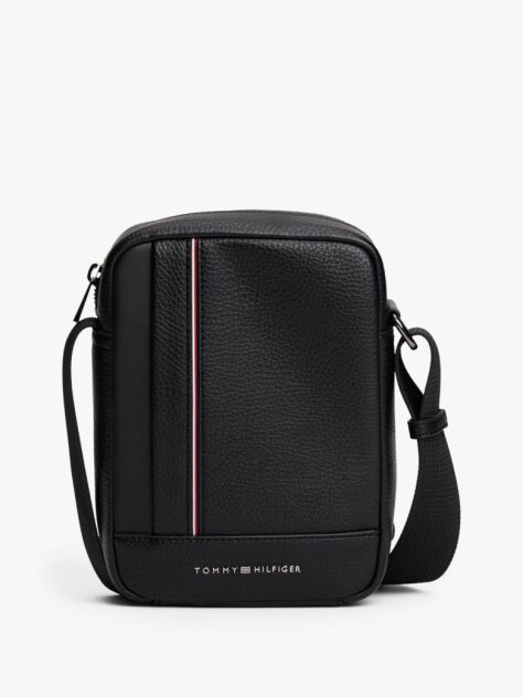 Black Metal Logo Crossbody Reporter Bag  Men