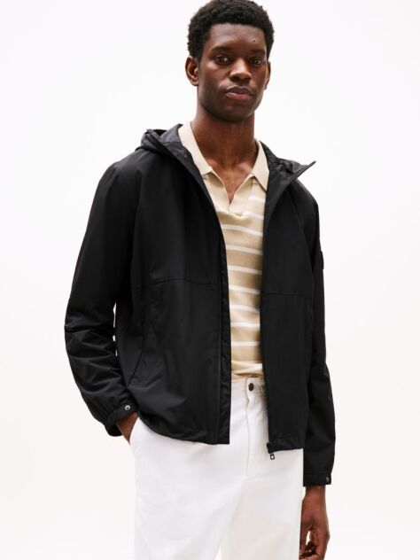 Black Logo Patch Hooded Jacket  Men