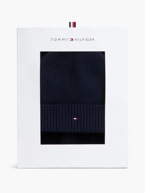 Blue Hilfiger Flag Scarf And Beanie Gift Box  Men