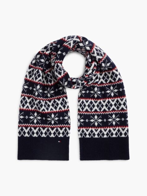 Blue TH Flag Lambswool Blend Fair Isle Scarf  Men
