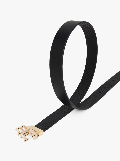 Black TH Monogram Reversible Leather Belt  Women