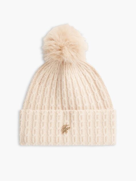 Pink Pom Pom Beanie With Cashmere  Women