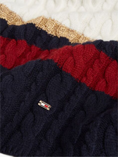 Blue Flag Cable Knit Scarf With Alpaca  Women