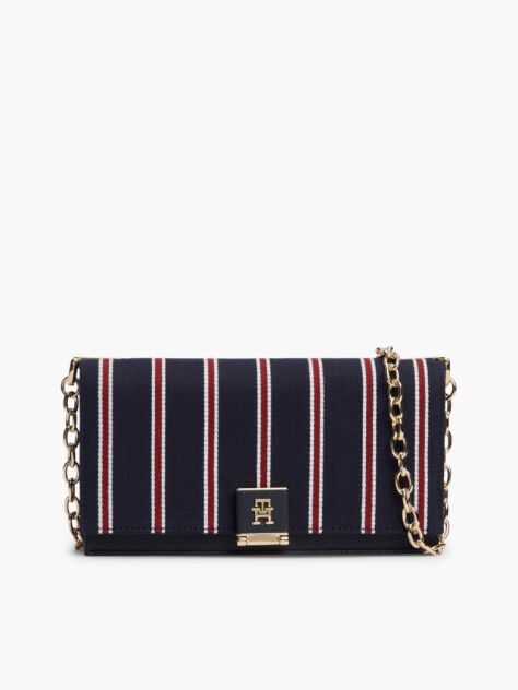 Blue Global Stripe Chain Crossbody Bag  Women