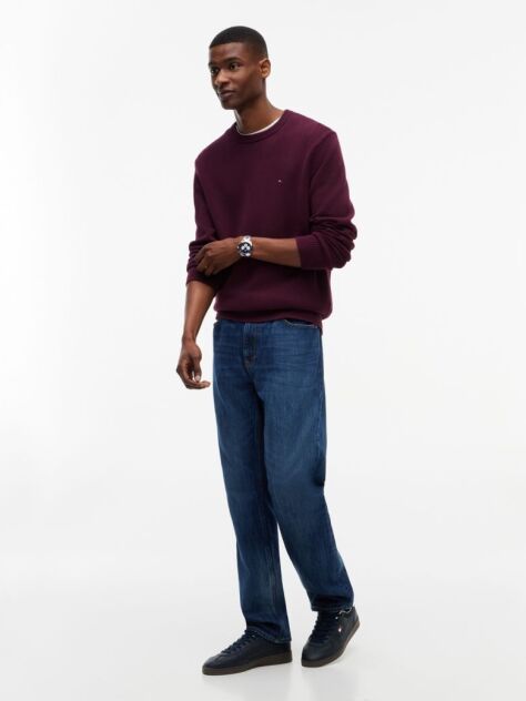 Purple Crew Neck Slim Jumper  Men