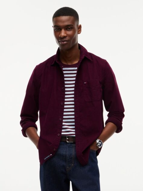 Purple Regular Fit Button-Down Corduroy Shirt  Men