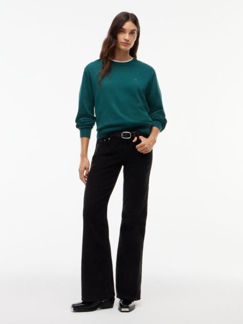 Green Boxy Crew Neck Jumper  Women