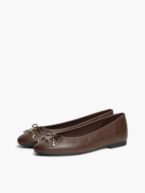 Brown TH Monogram Embossed Leather Ballerinas  Women