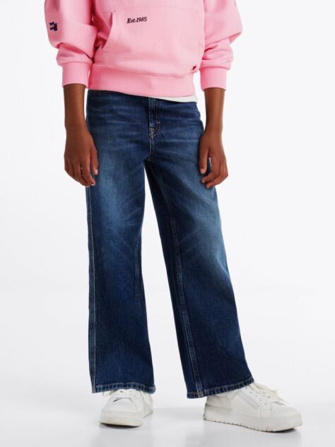 Blue Dark Wash Wide Leg Jeans  Girls