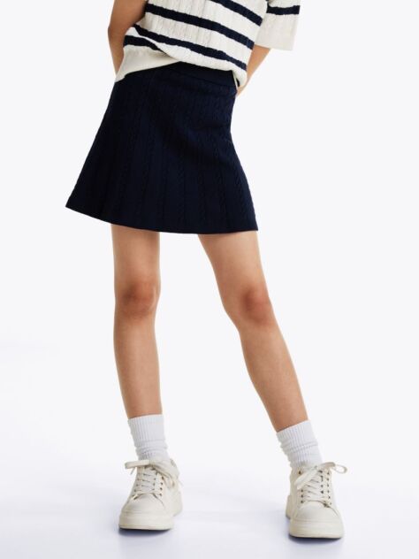 Blue Mini Cable Knit Skirt  Girls