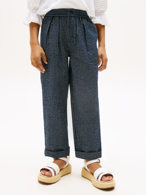 Multi Seersucker Stripe Relaxed Trousers  Girls