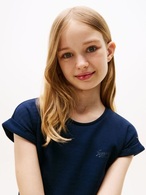 Blue Interlock Fit And Flare Slim Dress  Girls