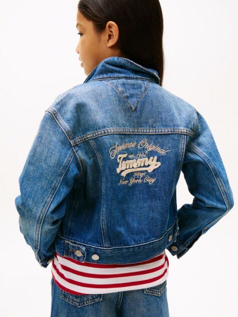 Blue Back Logo Denim Trucker Jacket  Girls