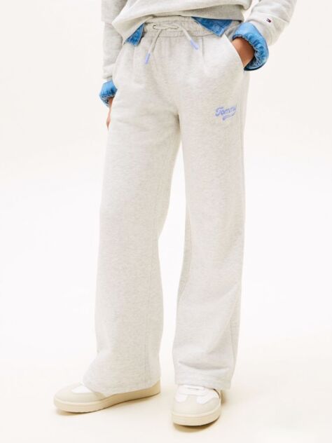 Grey Varsity Flock Logo Wide Leg Joggers  Girls