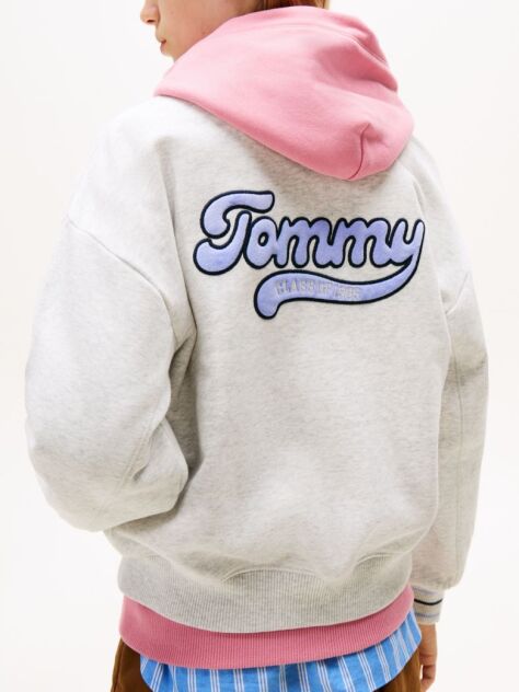 Grey Varsity Back Logo Oversized Bomber Jacket  Girls