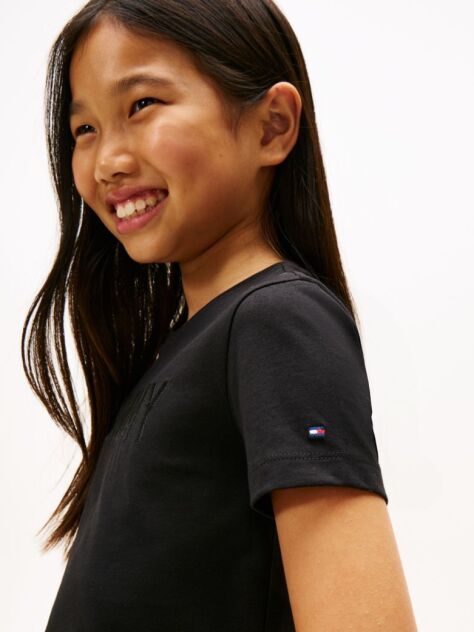 Black Tommy Sequins Short Sleeve Tee  Girls