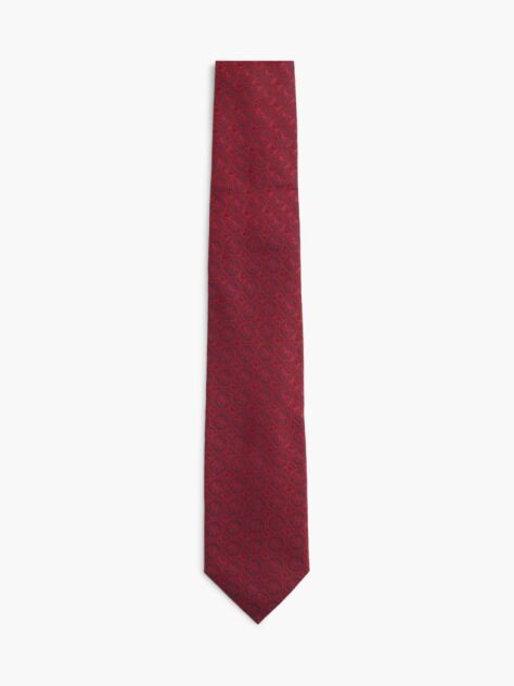 Red New York Label Silk Jacquard Tie  Men
