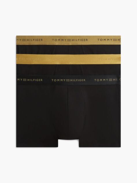 Gold 3-Pack Signature Metallic Logo Waistband Trunks  Men