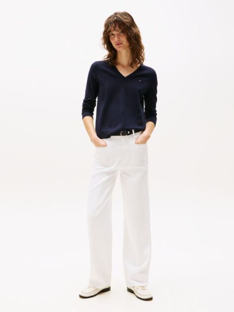 Blue Jersey V-Neck Sweater  Women