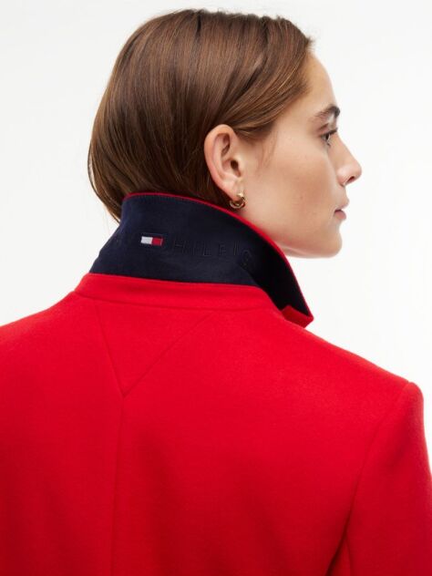 Red Manteco Wool Blend Slim Single Breasted Coat  Women