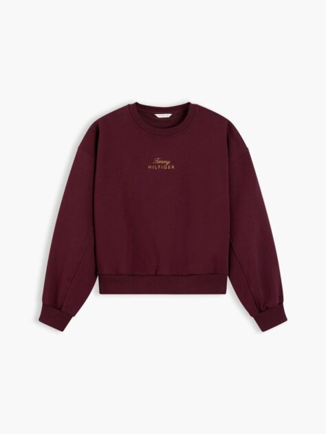 Red Logo Embroidery Relaxed Fleece Jumper  Women
