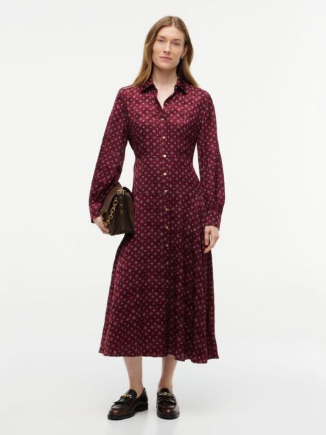Red Jacquard Midi Shirt Dress  Women