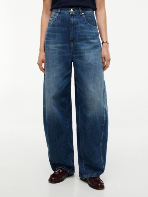 Blue High Rise Loose Balloon Jeans  Women