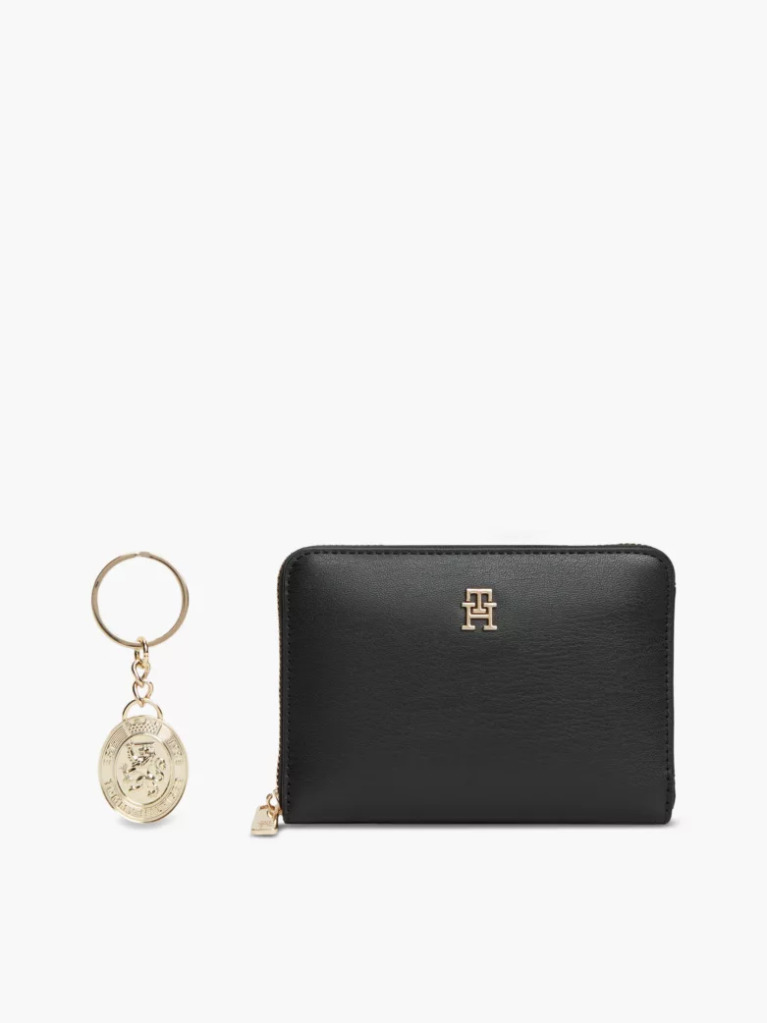 Black Zip-Around Wallet And Charm Gift Box  Women