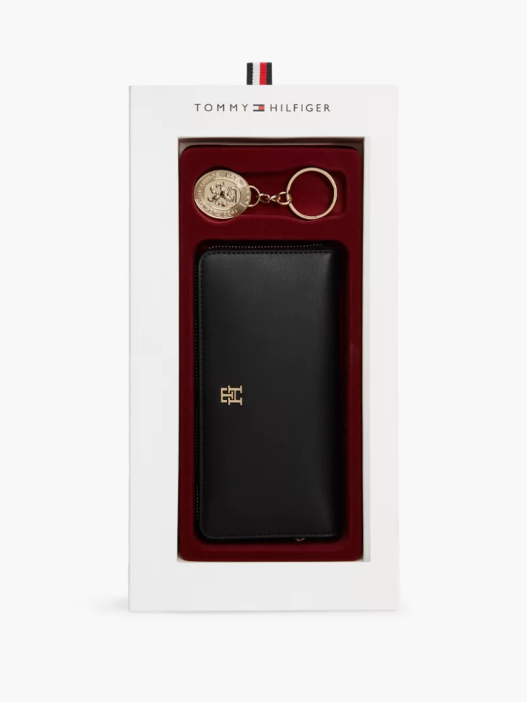 Black Zip-Around Wallet And Bag Charm Set  Women