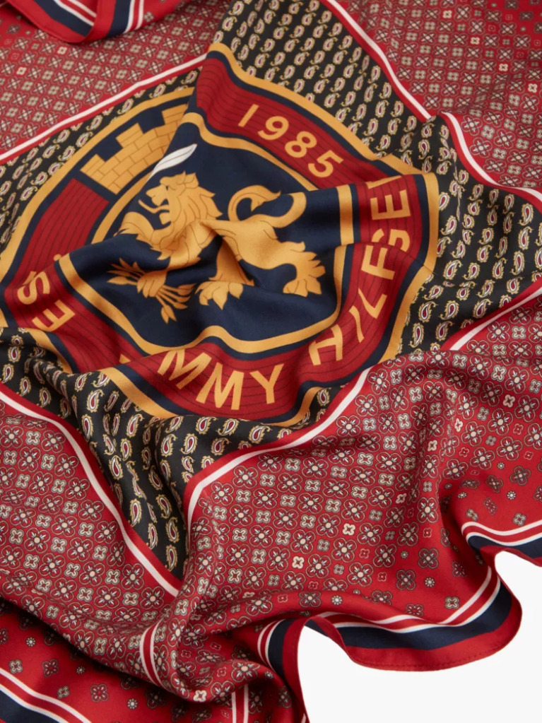 Multi Pure Silk TH Crest Square Scarf  Women