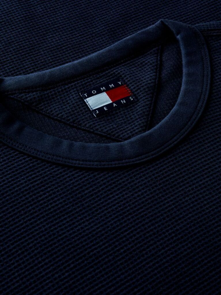 Blue Washed Ottoman Waffle Knit T-Shirt  Men