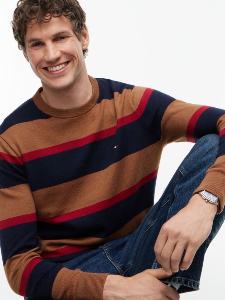 Multi Cotton Cashmere Crew Neck Jumper  Men