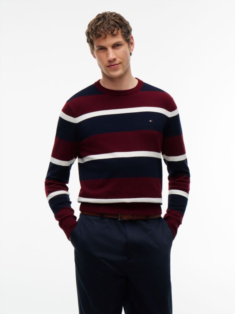Red Cotton Cashmere Crew Neck Jumper  Men