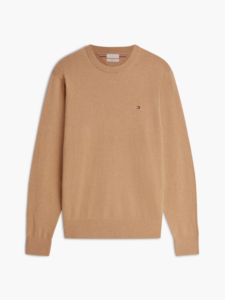 Brown Cotton Cashmere Crew Neck Jumper  Men