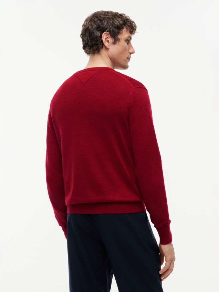 Red Cotton Cashmere Crew Neck Jumper  Men