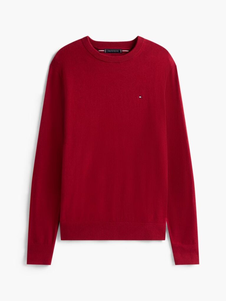 Red Cotton Cashmere Crew Neck Jumper  Men