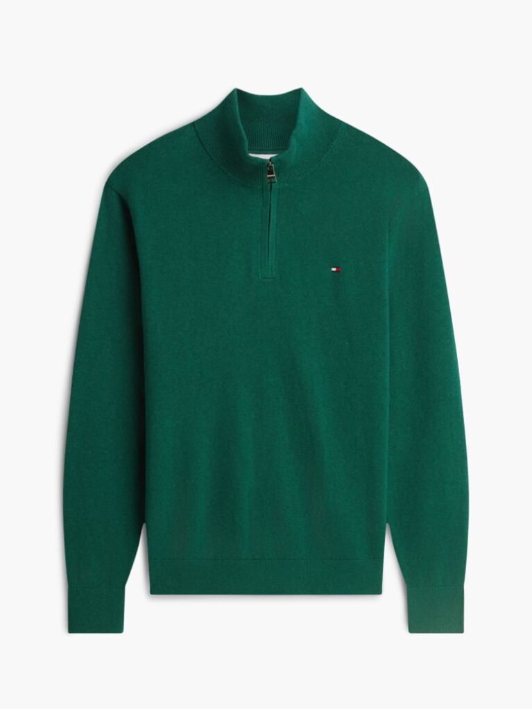 Green Zip-Neck Jumper  Men