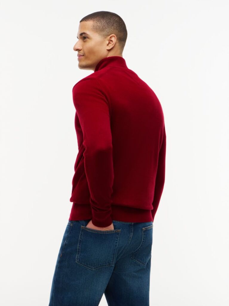 Red Zip-Neck Jumper  Men