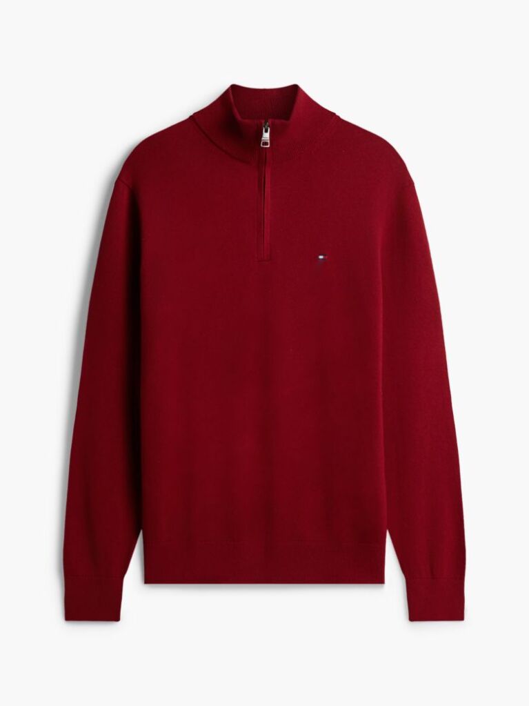 Red Zip-Neck Jumper  Men