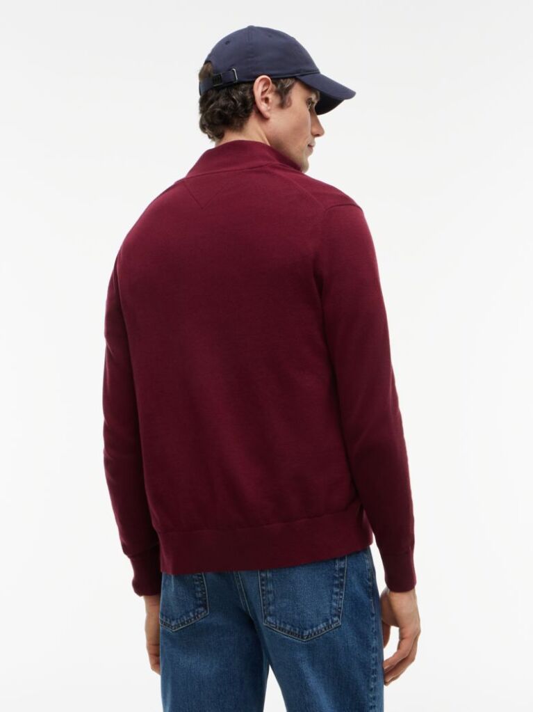 Red Cotton Cashmere Zip-Thru Cardigan  Men