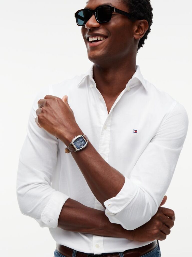 White TH Flex Slim Fit Dobby Shirt  Men