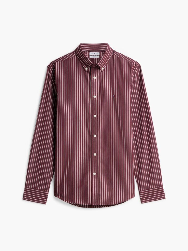 Red Regular Fit Flex Stripe Shirt  Men